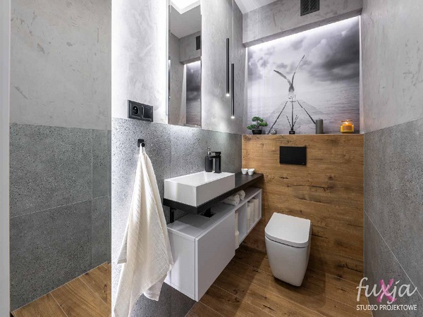 Małe wc apartament Zielony Zakątek Koszalin | Fuxja Studio Projektowe Koszalin